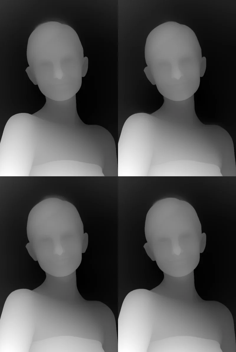 Depth Anything V2の出力例：人物画像